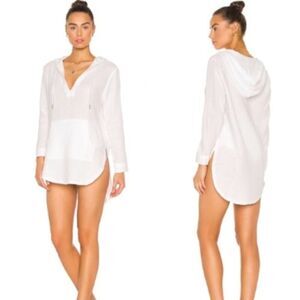NWOT L*Space Caswell Hooded Cover Up Long Sleeve White in Size L